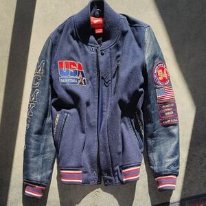 USA Basketball Varsity Jacket - Navy Blue